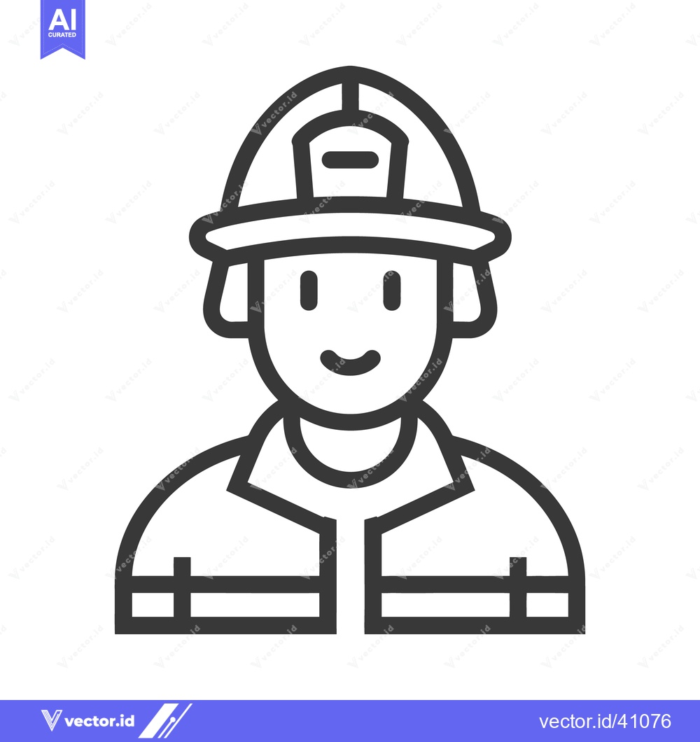 Premium Vector of A smiling person in uniform wearing a protective helmet
