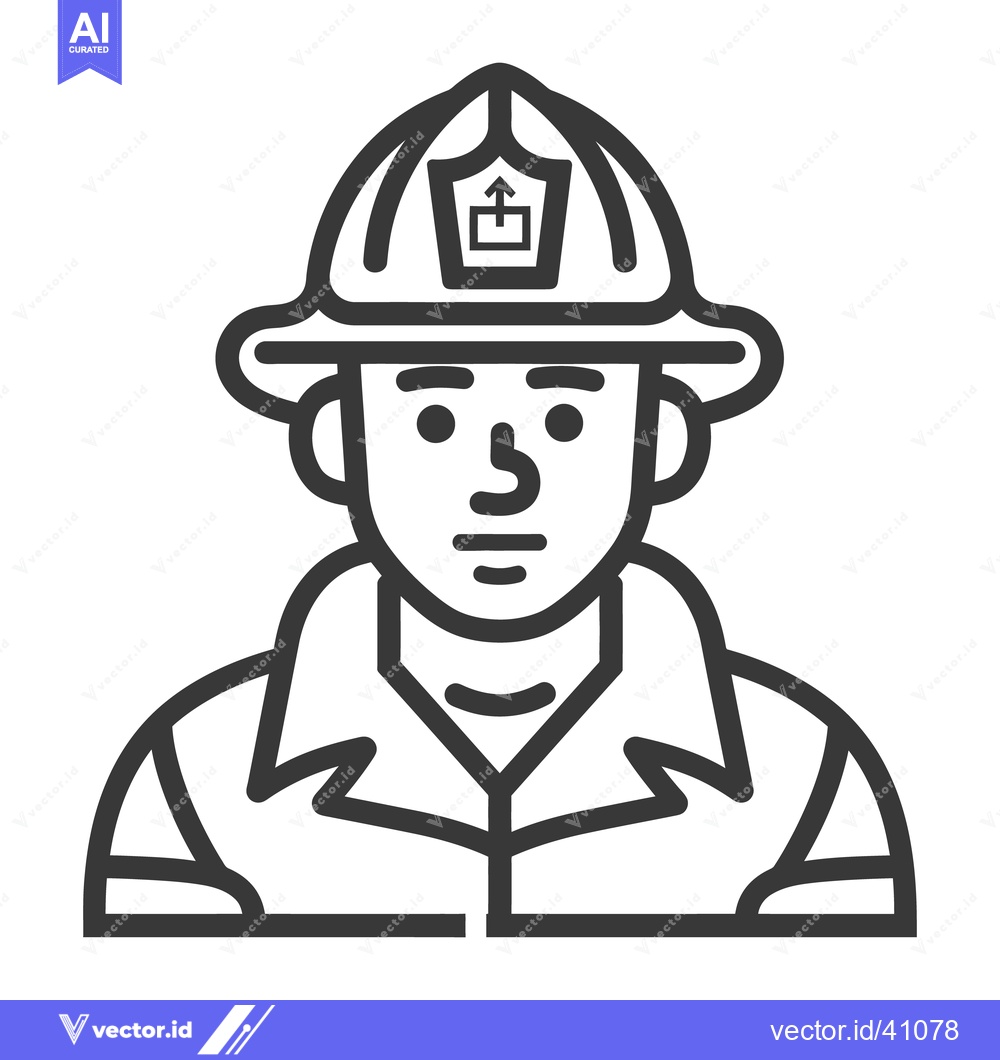 Premium Vector of A stylized illustration of a firefighter wearing protective helmet
