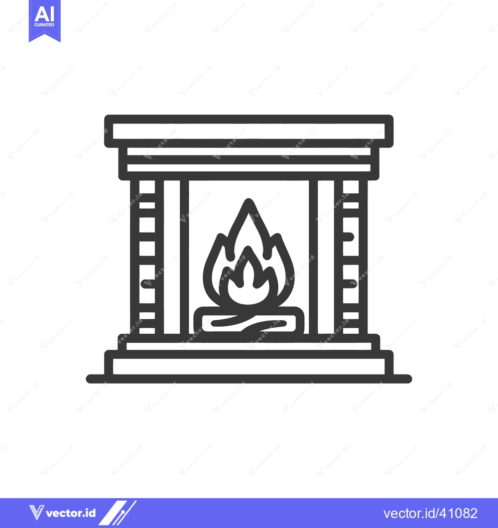Premium Vector dari Minimalist Fireplace Icon: Cozy Hearth with Burning Flames