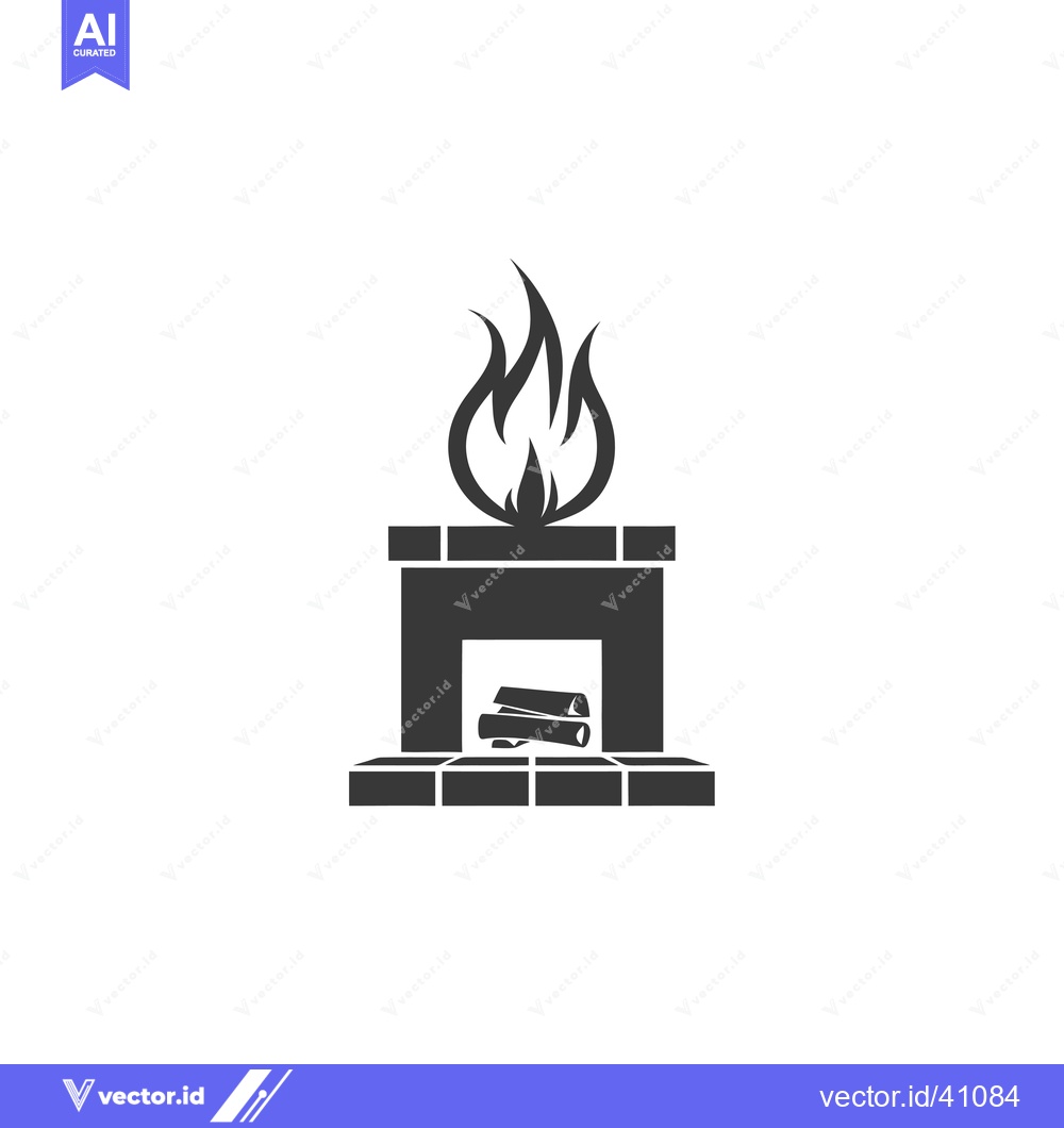 Premium Vector dari Fireplace with Flames and Logs Icon