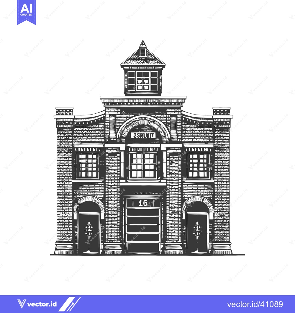 Premium Vector dari Classic Brick Fire Station Building Architectural Design