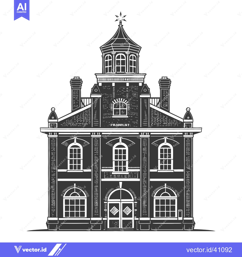 Premium Vector dari Elegant Brick Building Architectural Drawing