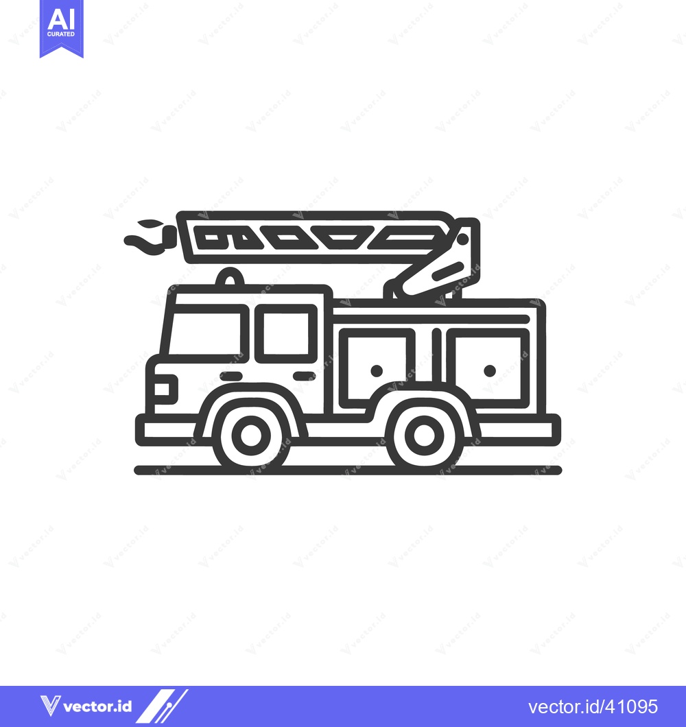 Premium Vector dari Minimalist Fire Truck Icon with Ladder and Hose