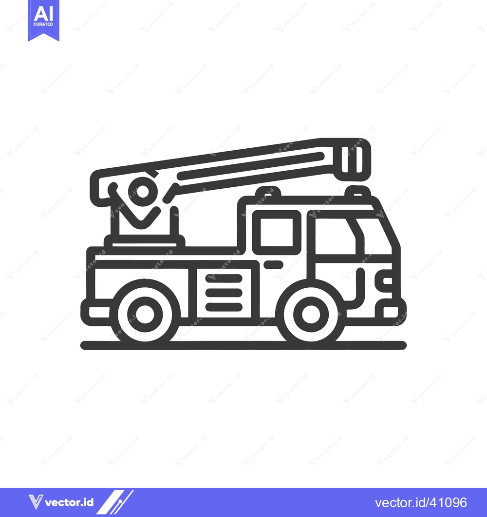 Premium Vector dari Minimalist Firetruck Icon with Ladder, Emergency Vehicle Symbol