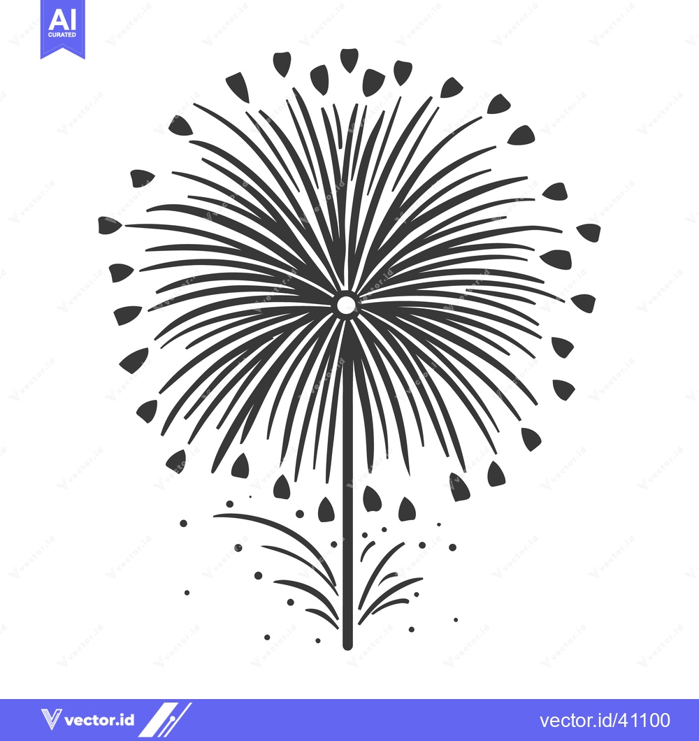 Premium Vector dari A simple black and white illustration depicting a firework display