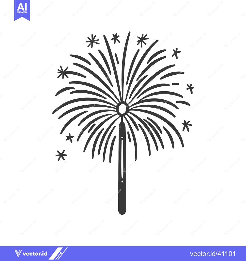 Premium Vector dari Simple black and white drawing of a firework display