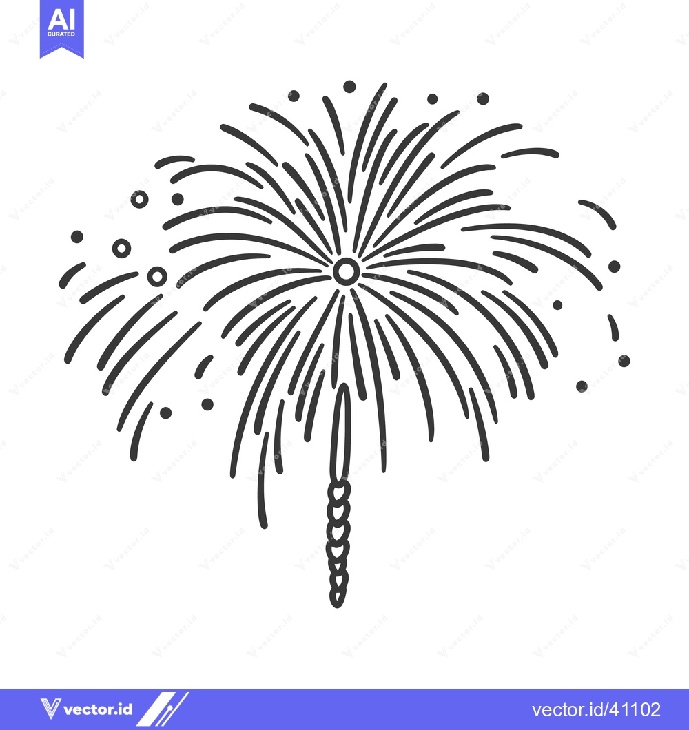 Premium Vector of A detailed black and white drawing of a firework