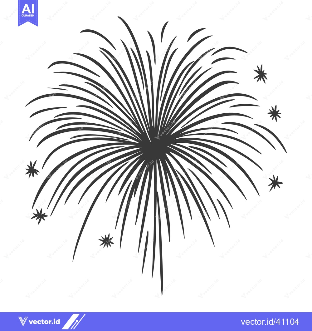 Premium Vector dari A black and white vector illustration of a fireworks explosion