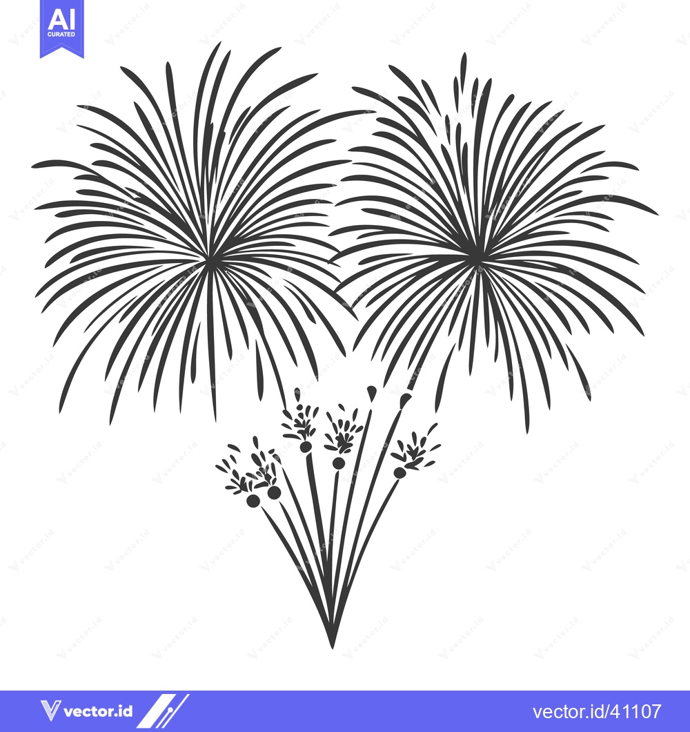 Premium Vector dari Black and white illustration of two fireworks exploding in the sky