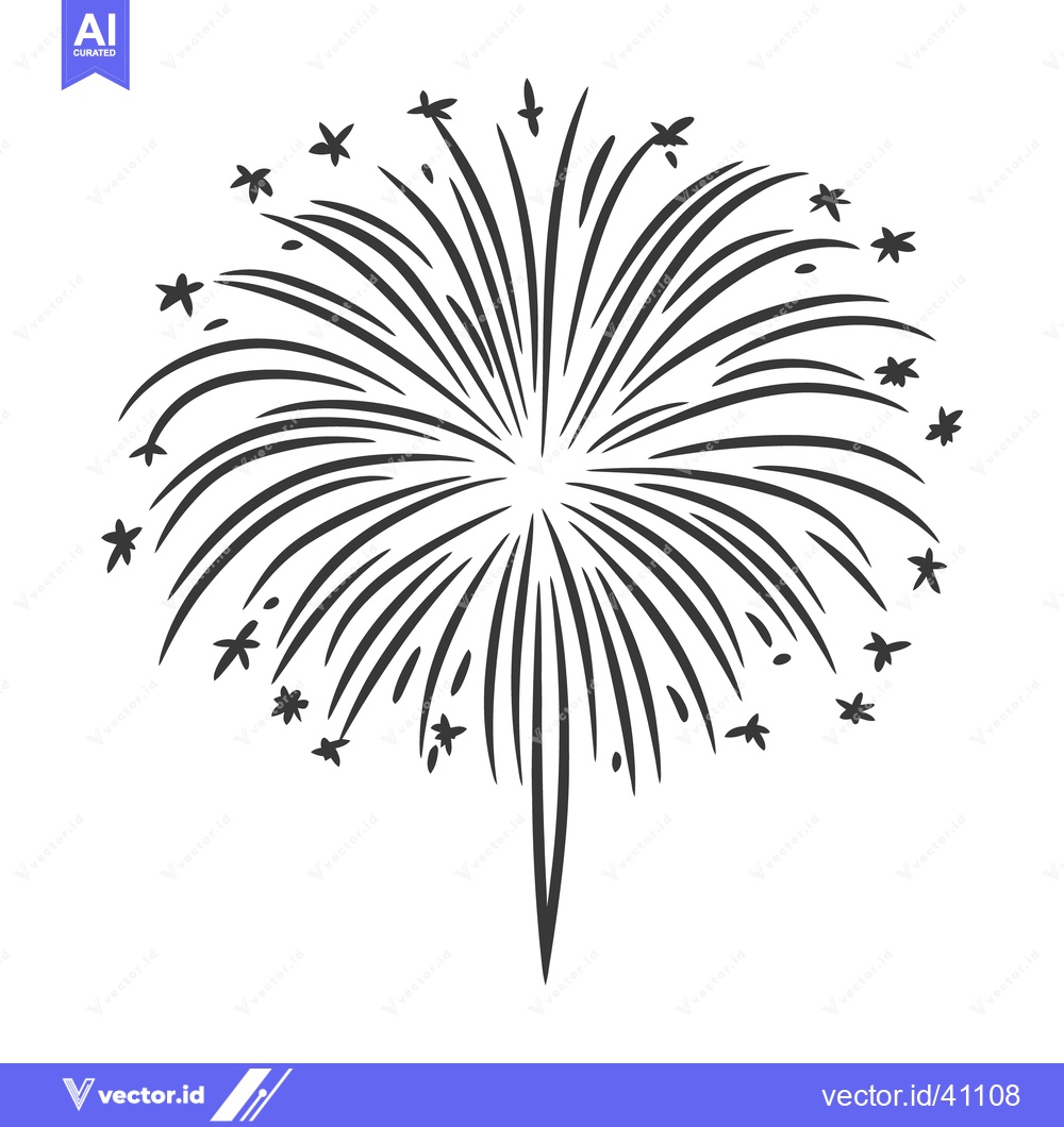 Premium Vector dari A stylized black and white depiction of a celebratory firework display