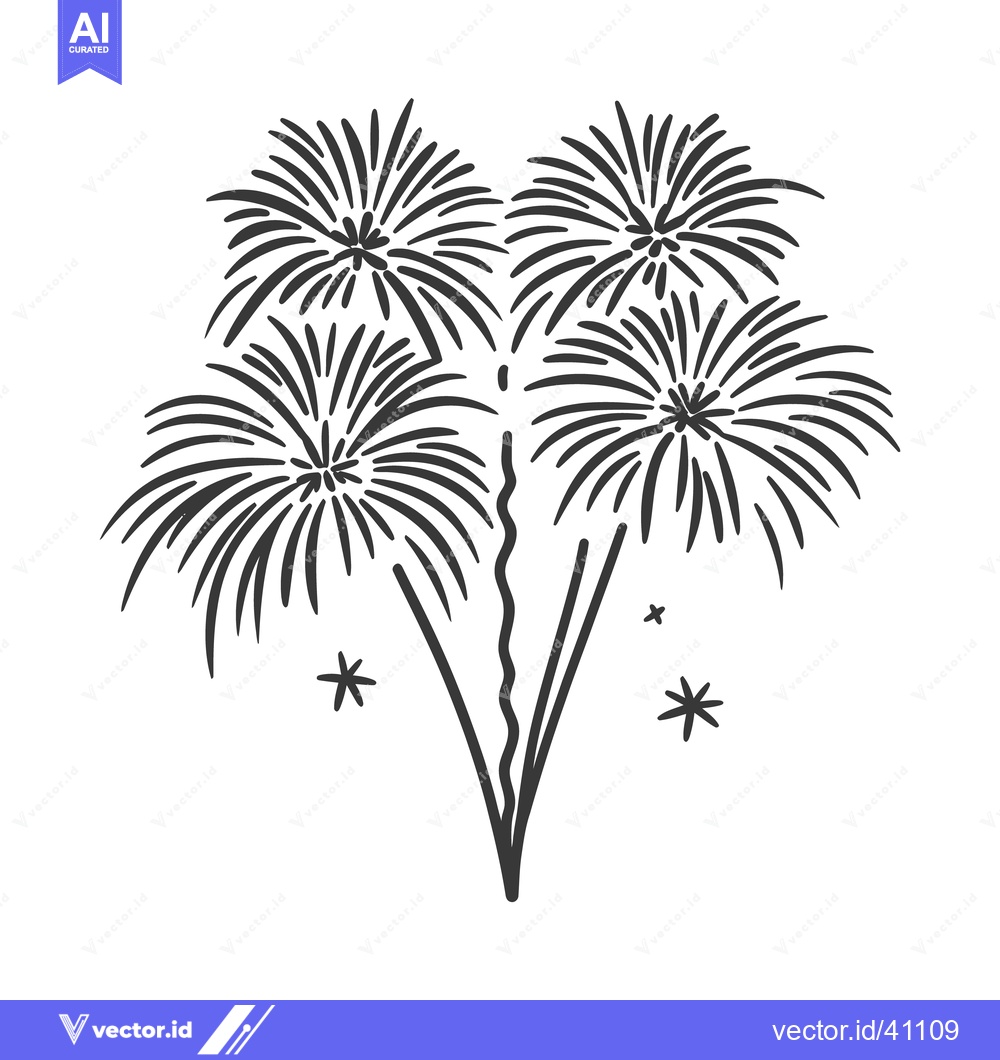 Premium Vector dari Artistic illustration depicts a stylized display of exploding firework