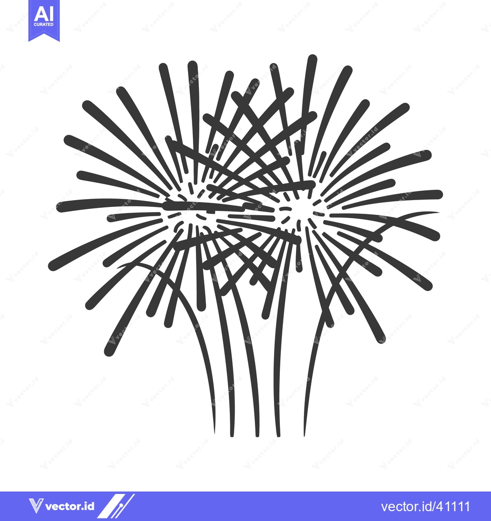 Premium Vector of Two stylized fireworks explode brightly against a plain white backgrou