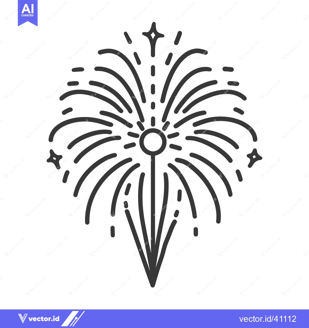 Premium Vector dari A stylized black and white illustration of a bursting firework display