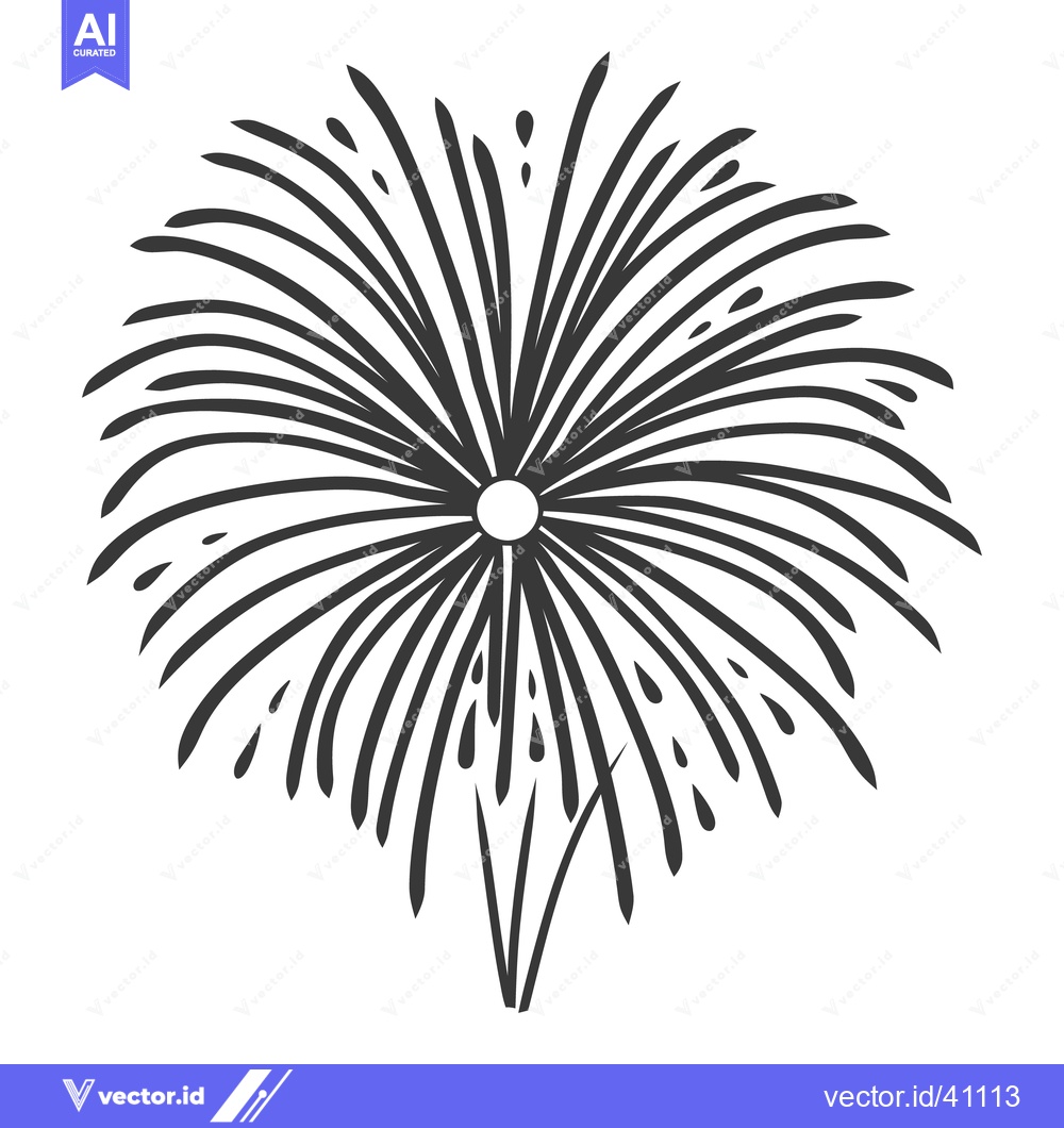 Premium Vector dari A simple black and white depiction of a firework explosion