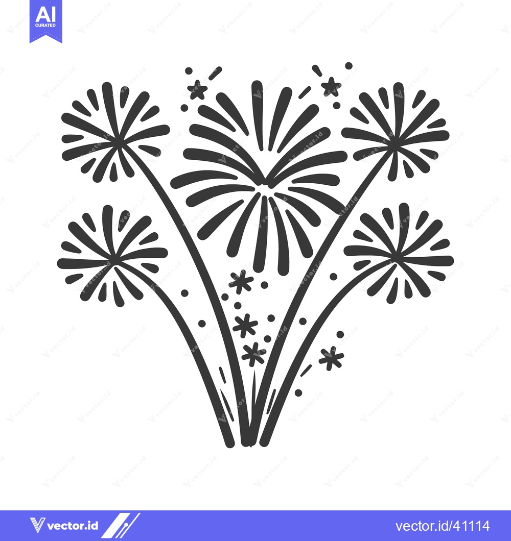 Premium Vector dari Simple black and white illustration of festive fireworks explosions