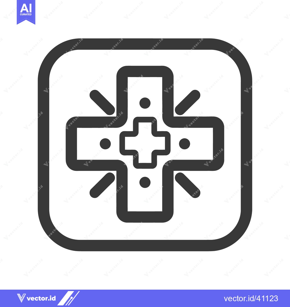 Premium Vector dari A stylized cross symbol within a square frame appears on a white backg