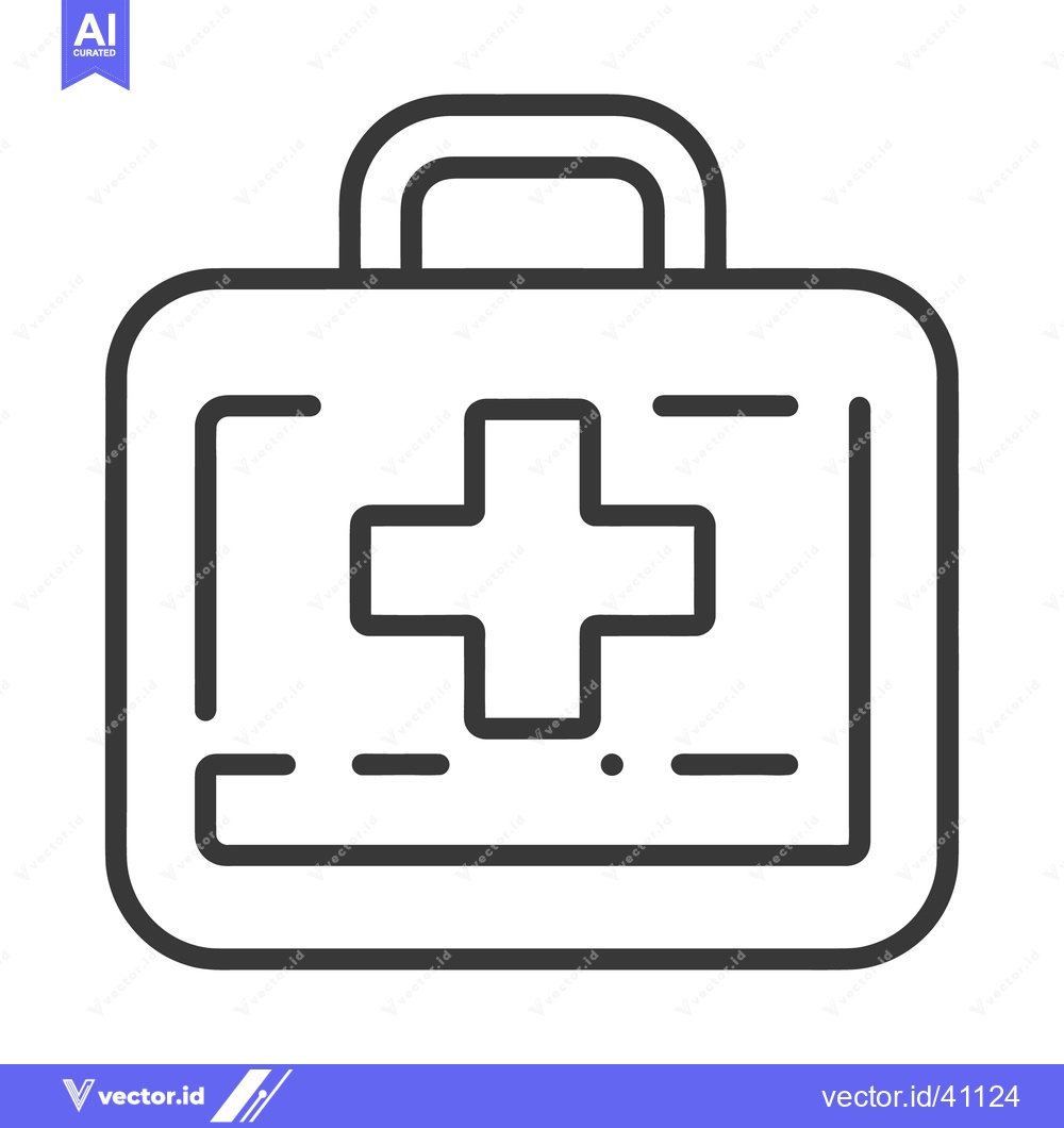 Premium Vector dari A simplified outline of a first aid kit with a cross symbol