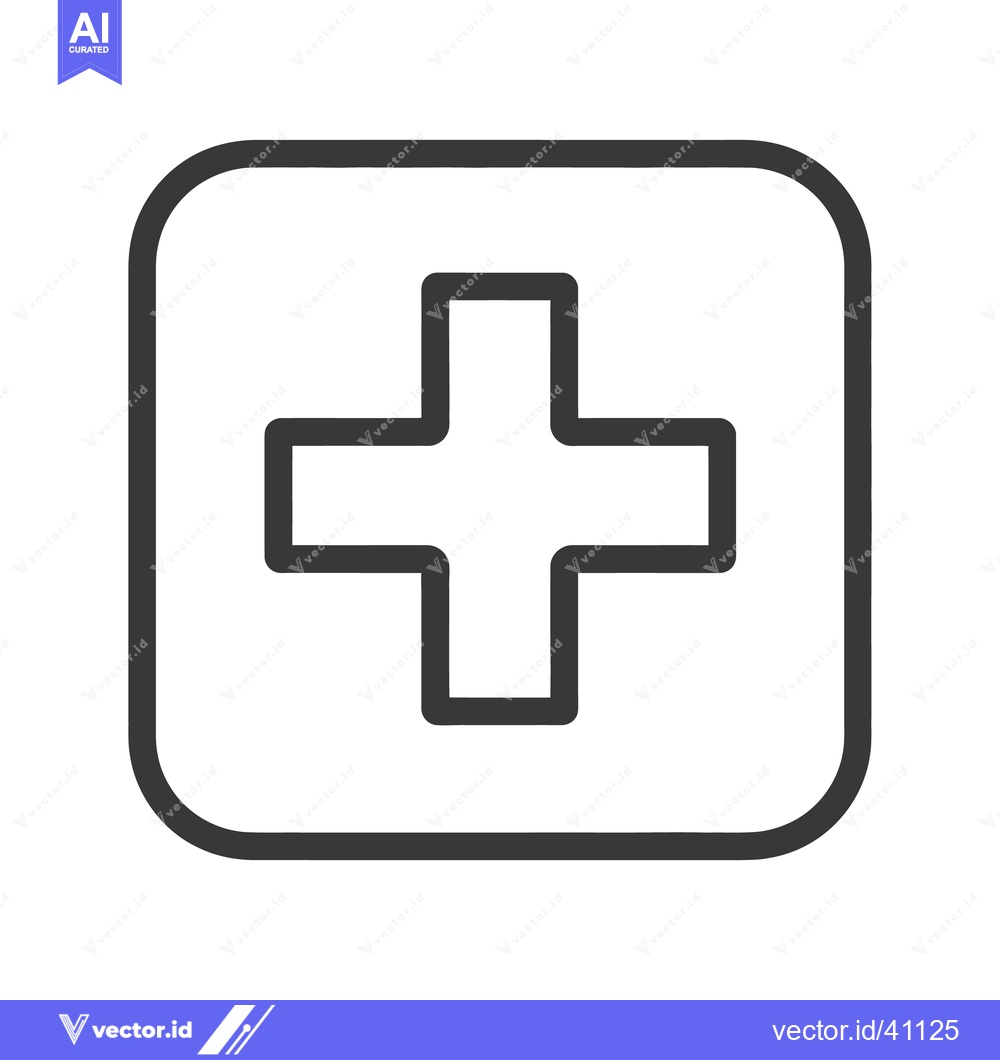 Premium Vector of An outlined cross symbol enclosed within a rounded square