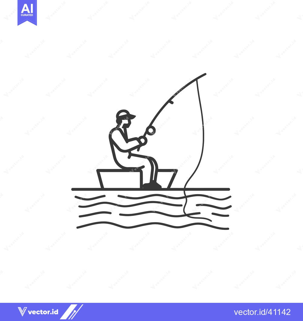 Premium Vector dari Fisherman Sitting on a Boat and Fishing