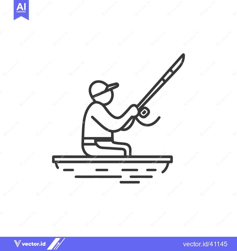 Premium Vector of A person sitting in a boat fishing with a pole