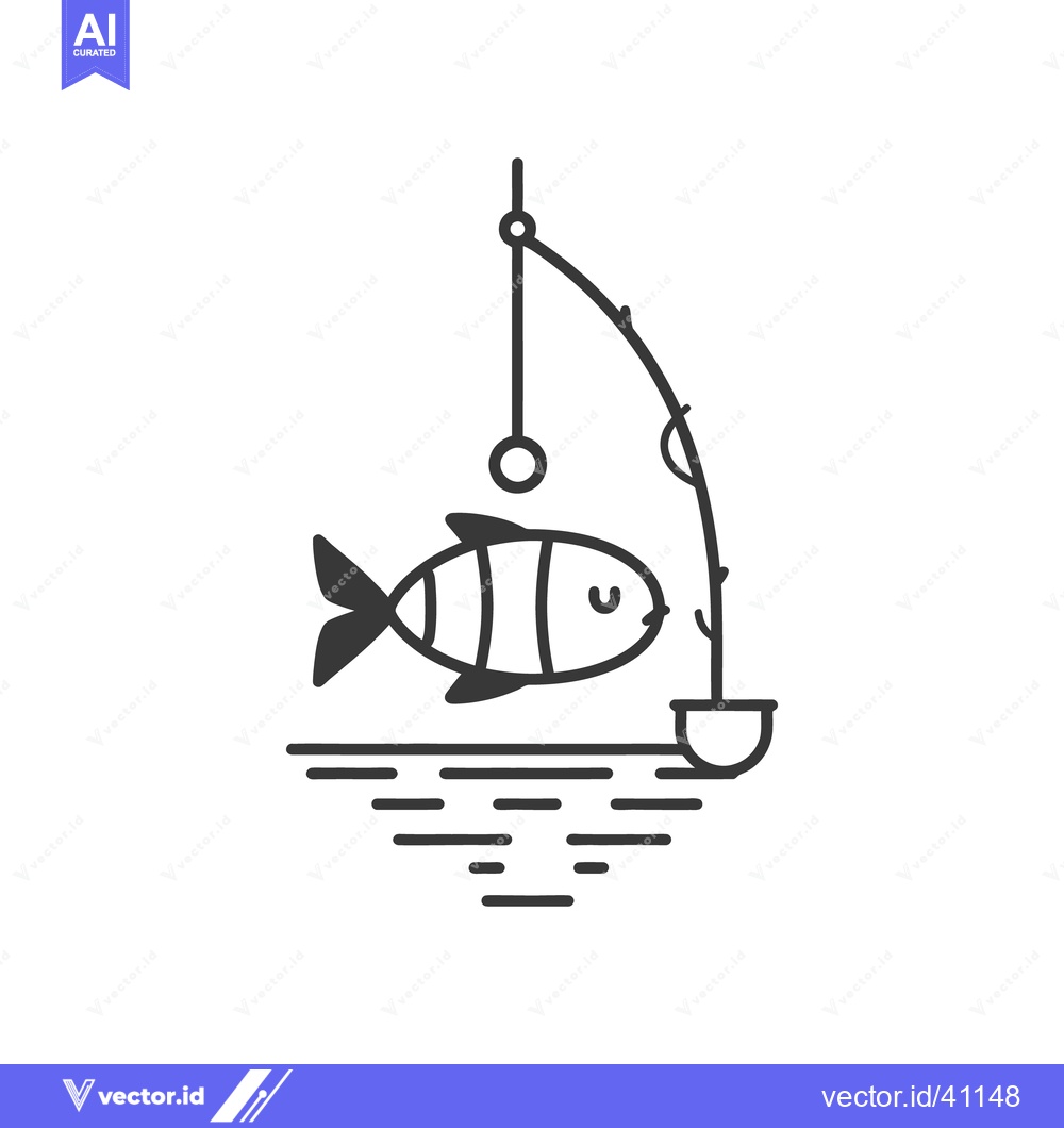 Premium Vector dari A simple illustration of a fish being caught on a line