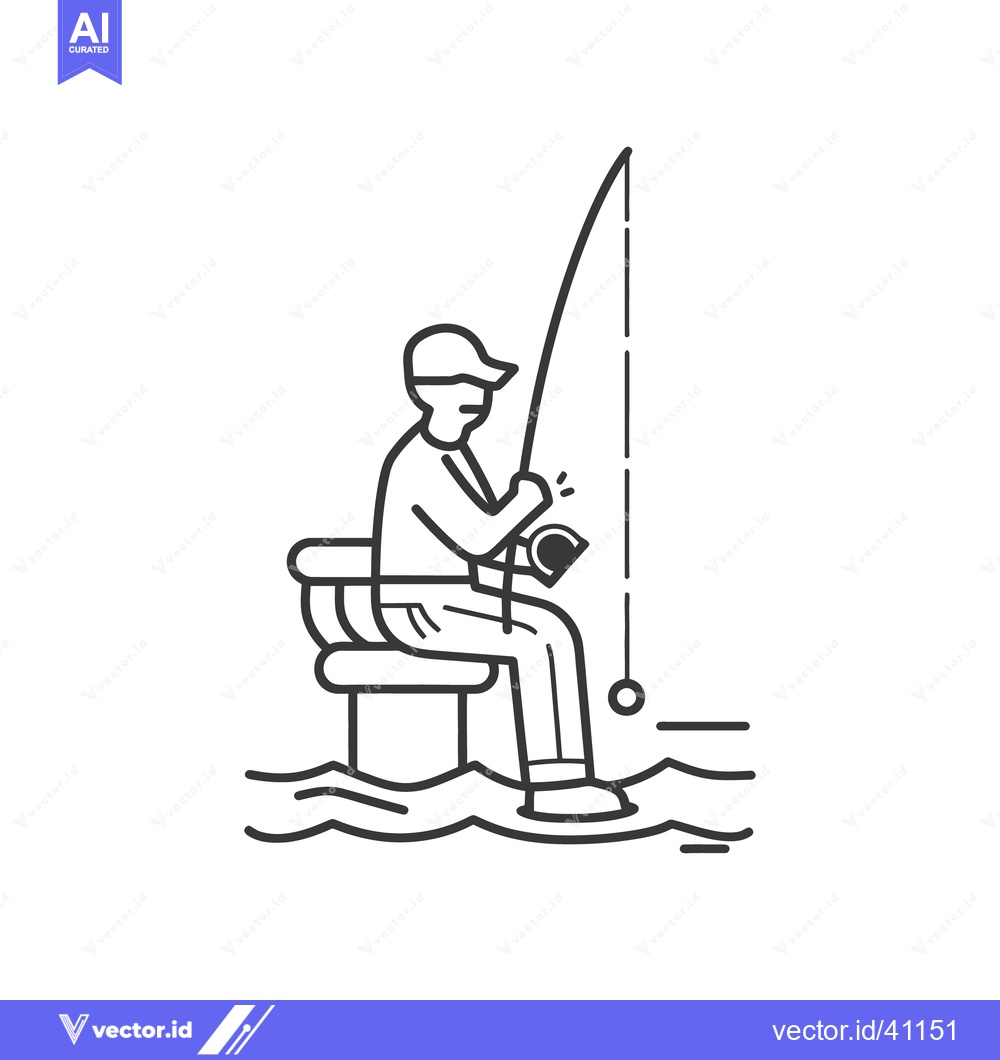 Premium Vector dari A person fishing while sitting on a chair in water