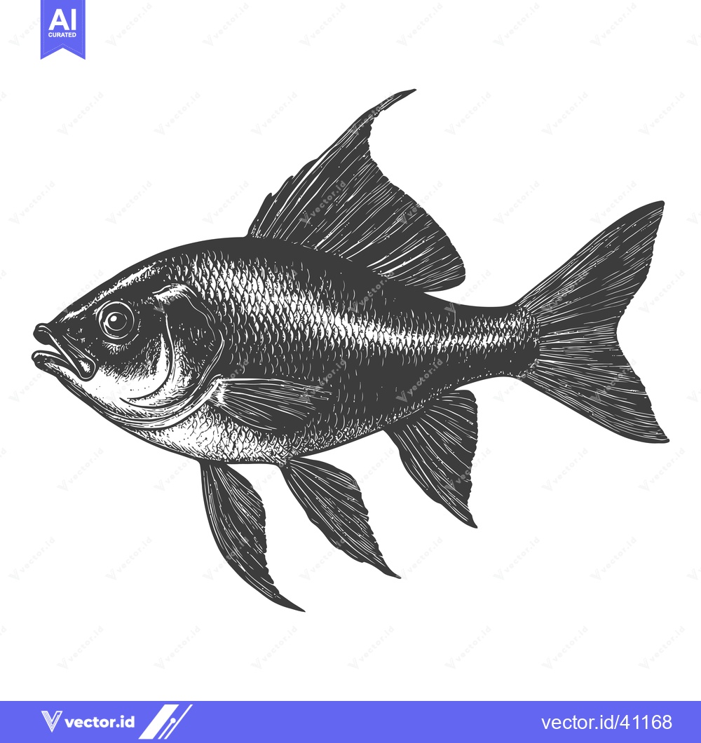 Premium Vector dari Detailed Ink Drawing Of A Single Fish