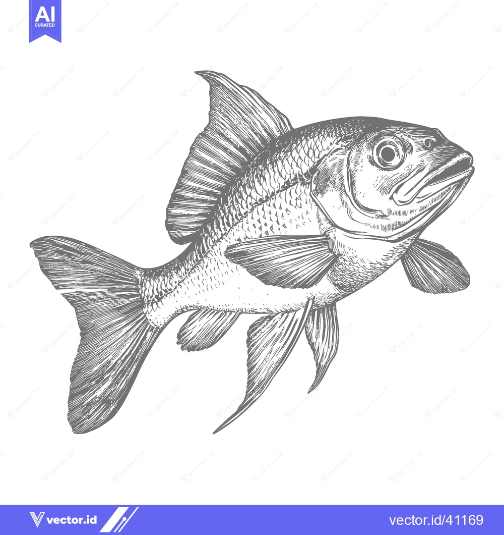 Premium Vector dari Detailed Hand Drawn Illustration Of A Fish