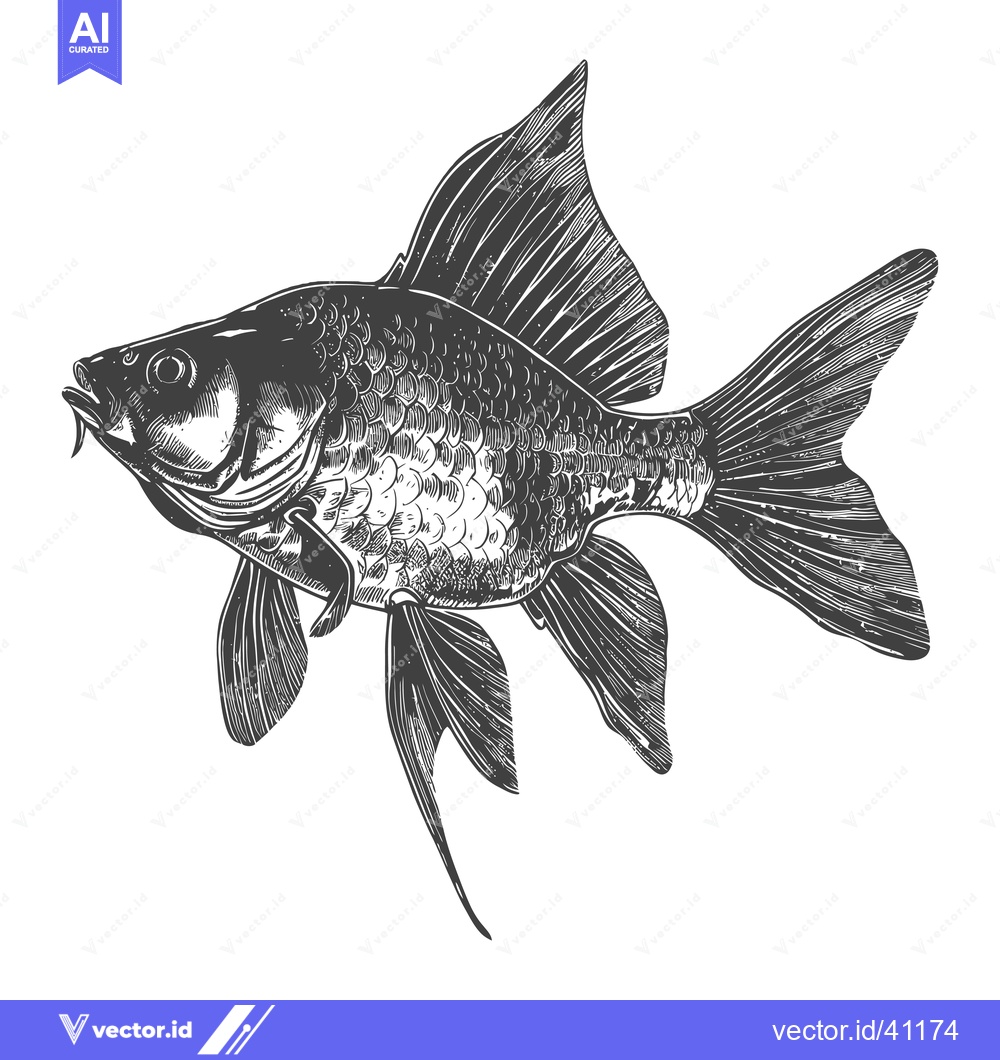 Premium Vector of Detailed illustration of a black goldfish swimming gracefully