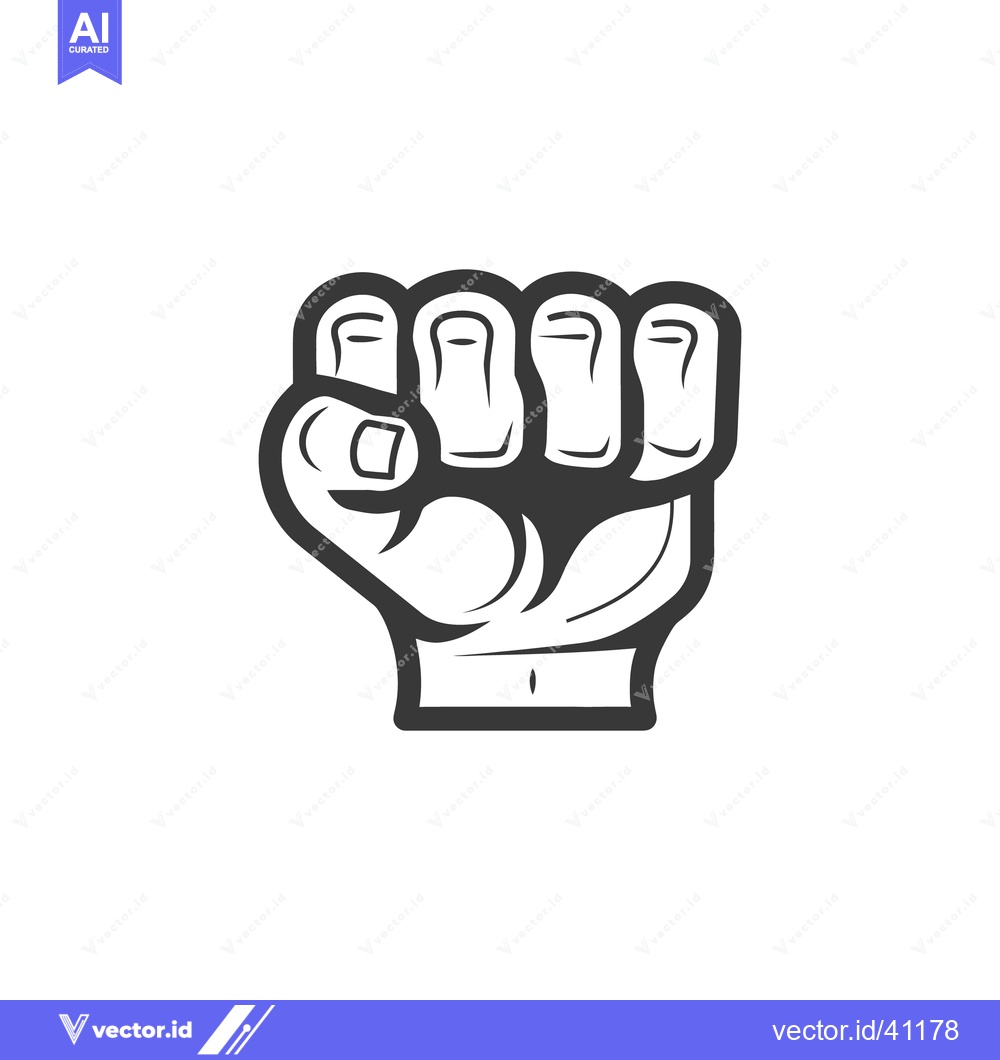 Premium Vector of A closed human fist rendered in black and white illustration