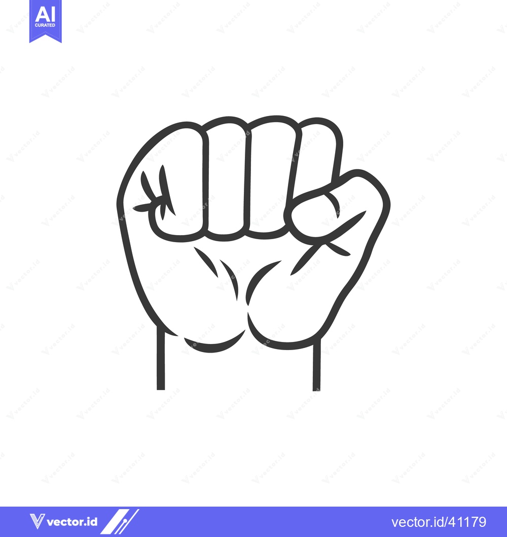 Premium Vector dari A closed fist shown in a minimalistic black and white style