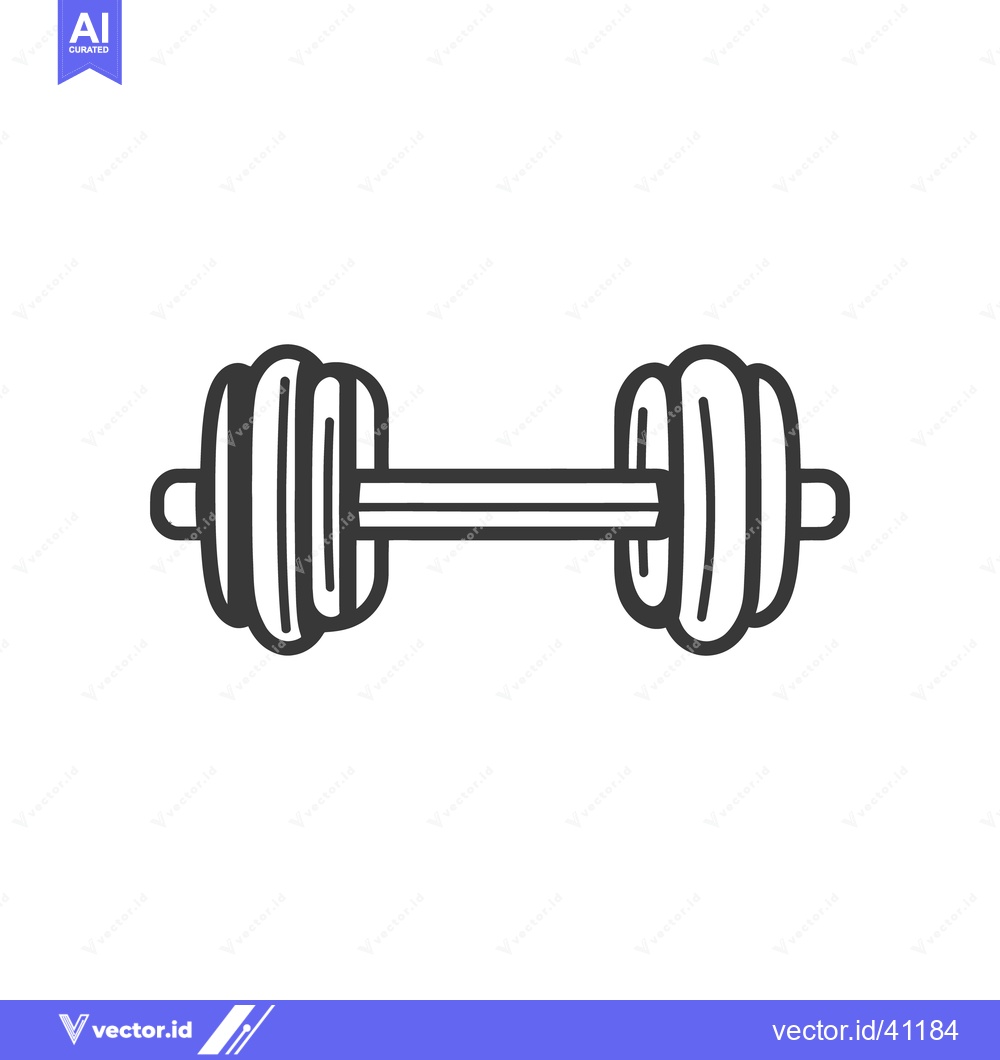 Premium Vector dari A simple black and white illustration of a weightlifting dumbbell