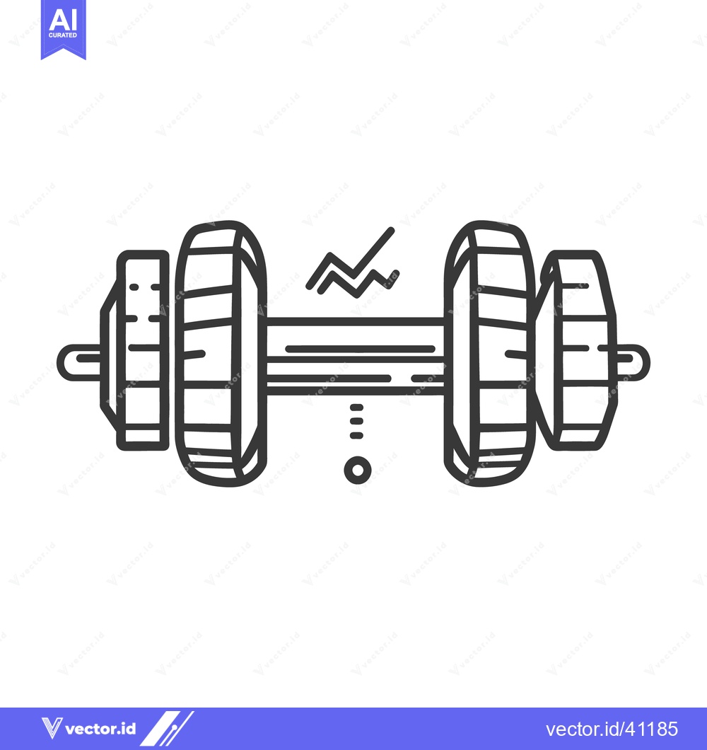 Premium Vector dari A black and white illustration of a weightlifting dumbbell