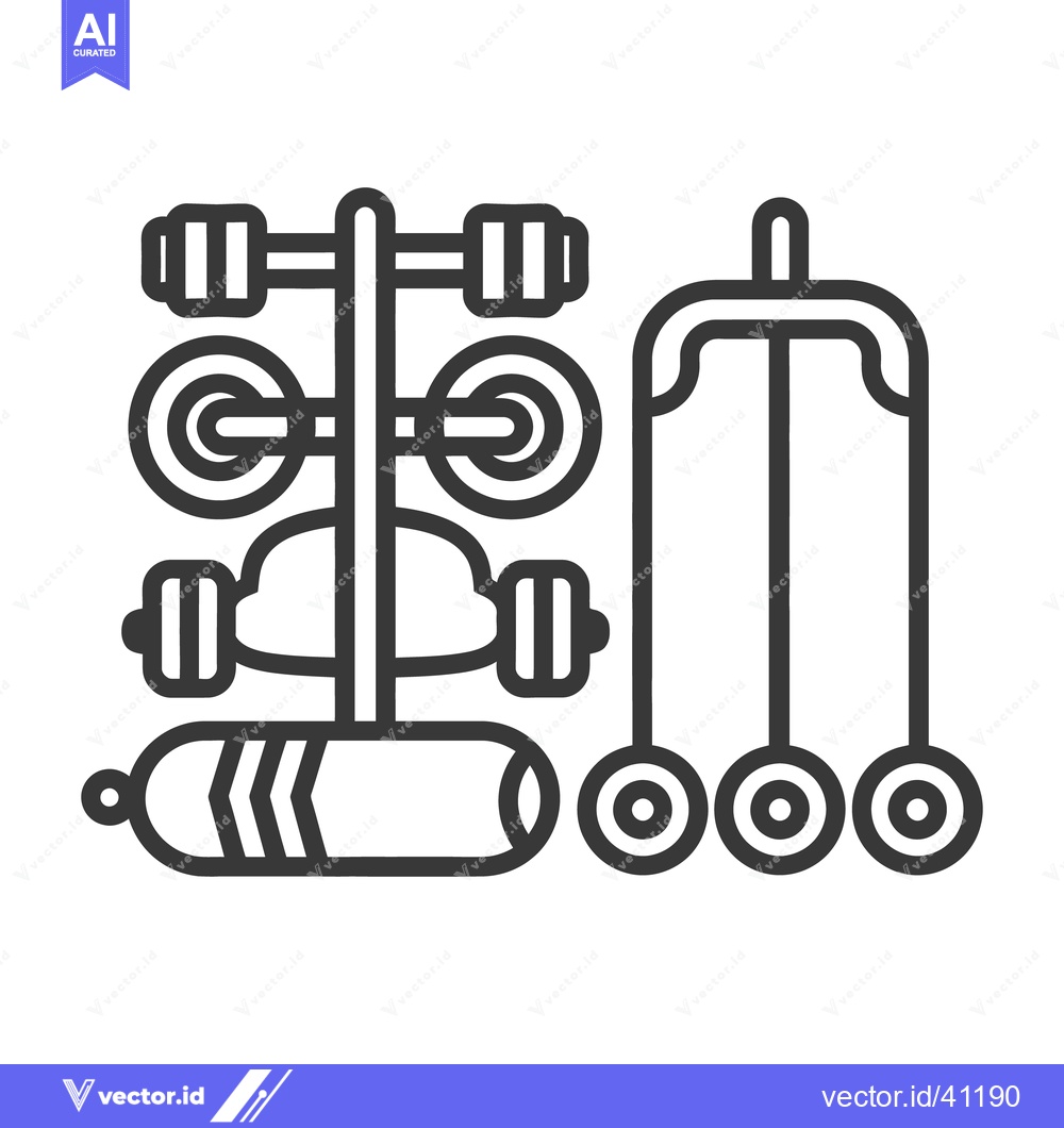 Premium Vector dari Various exercise equipment displayed in a simple black line illustrati