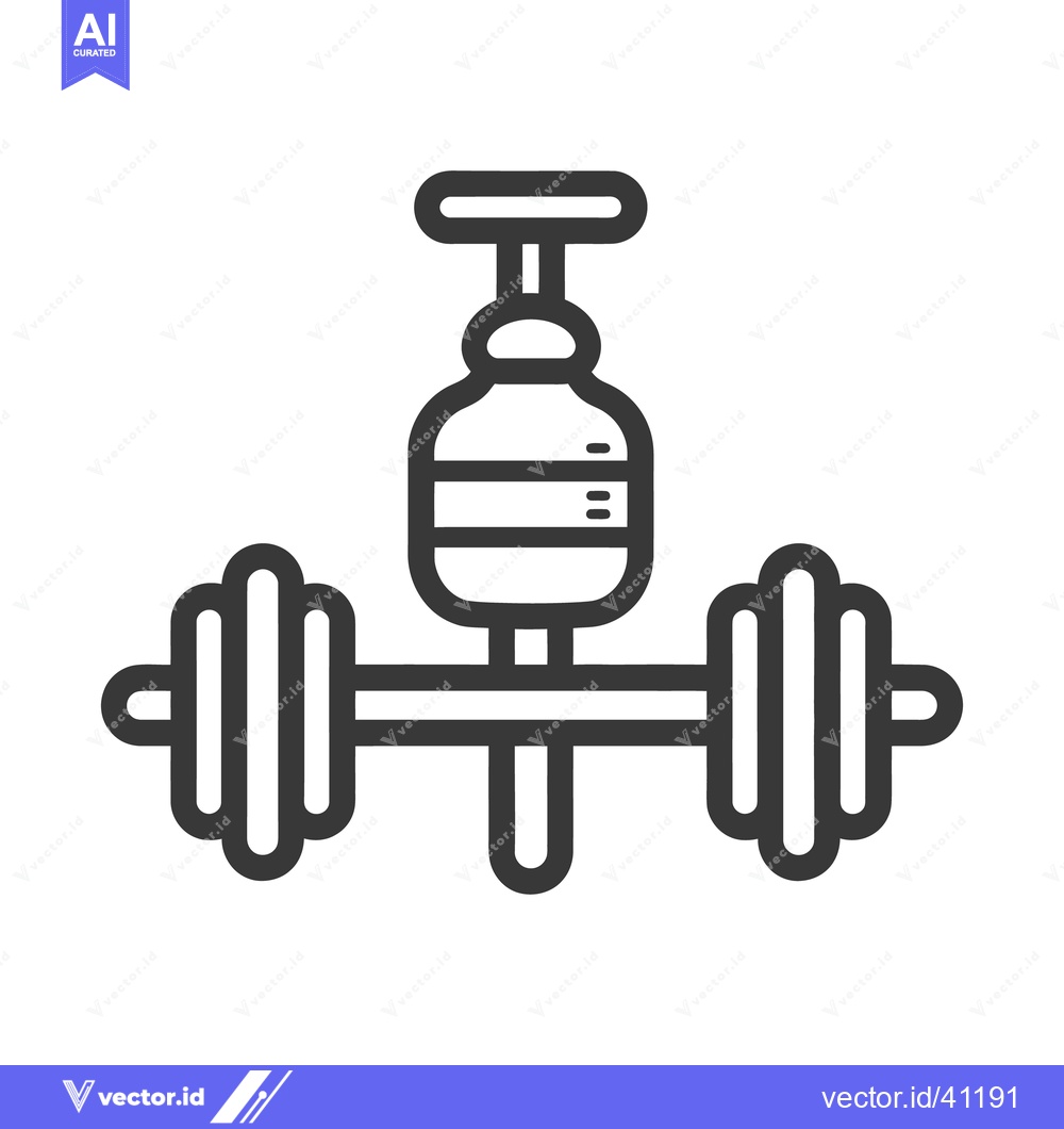 Premium Vector of Illustrated weightlifting equipment depicting a barbell and a fluid co