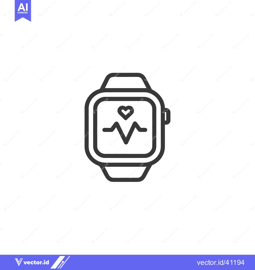 Premium Vector dari Smartwatch Heart Rate Monitor Icon, Health Tracking Technology, Minima