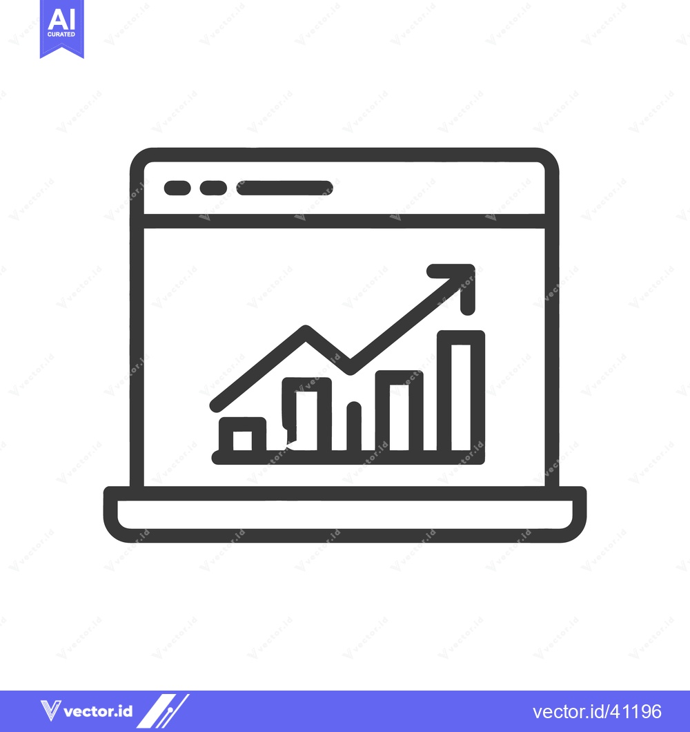 Premium Vector dari Ascending Graph on Screen: Business Growth Icon