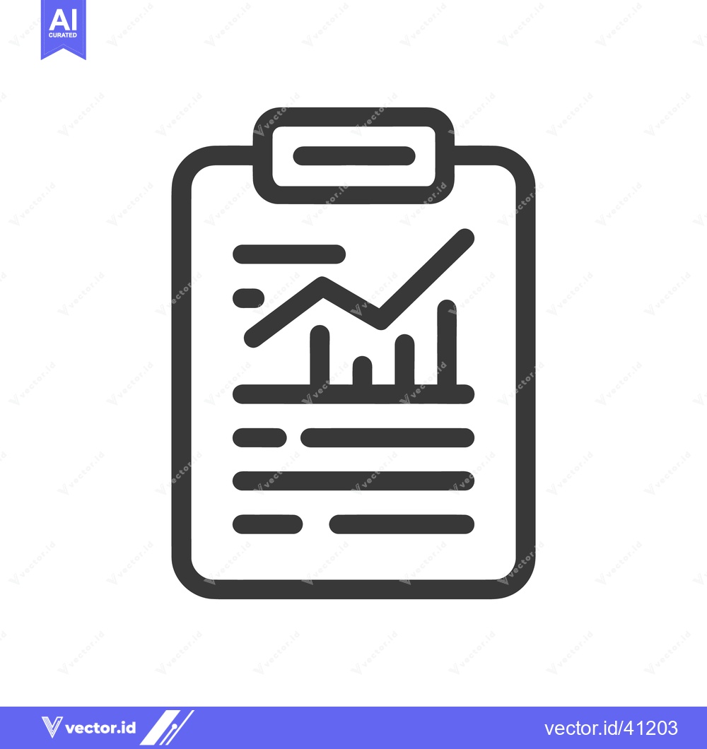 Premium Vector of Business Report Icon: Financial Growth Chart on Clipboard, Minimalist