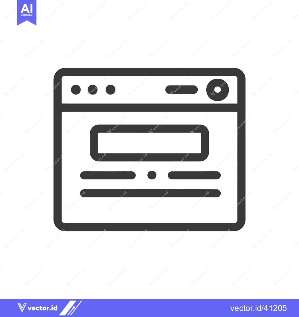Premium Vector dari Minimalist Browser Window Icon with Content Placeholder and Rounded Co