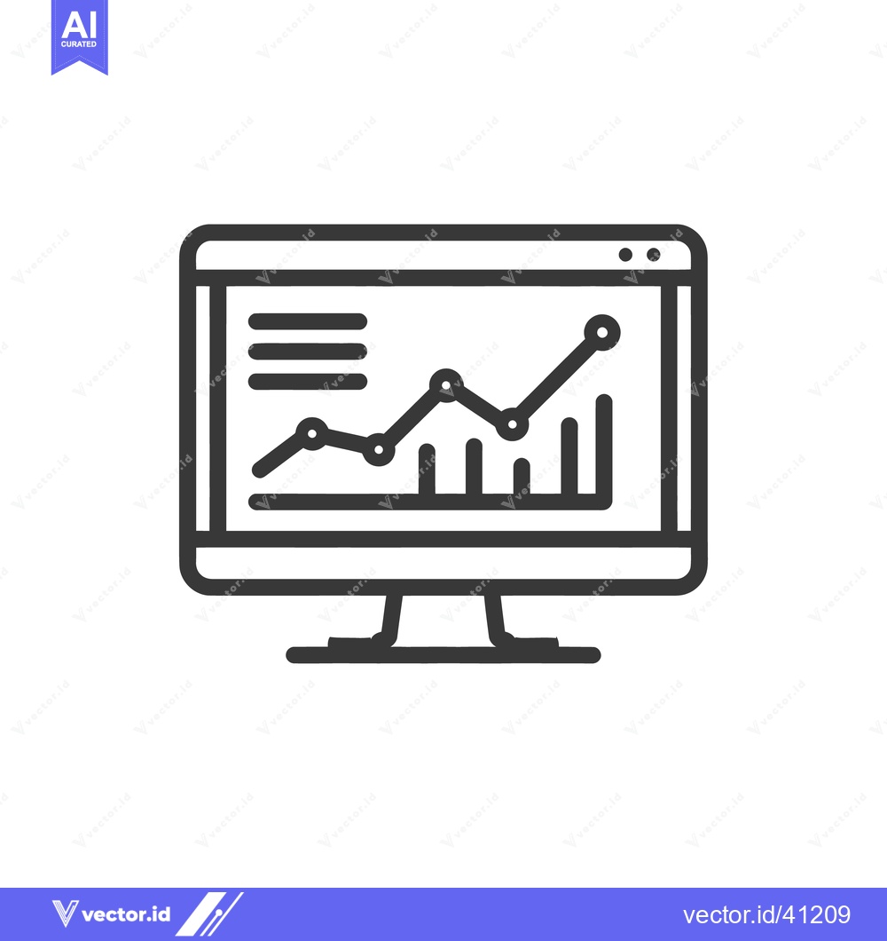 Premium Vector of Rising Trend: Computer Displaying an Upward-Moving Line Graph Icon