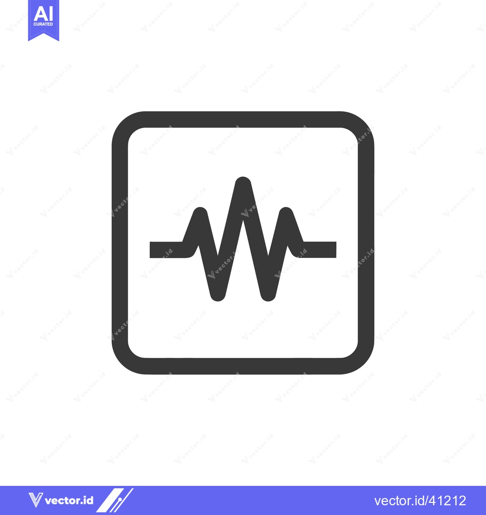 Premium Vector of Minimalist Heartbeat Icon: Dark Gray Waveform in Rounded Square Frame