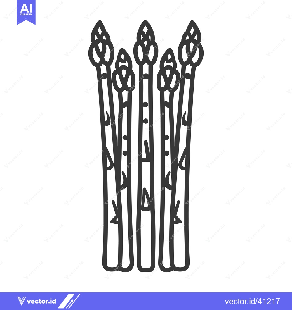Premium Vector dari Five Asparagus Spears in Black Outline