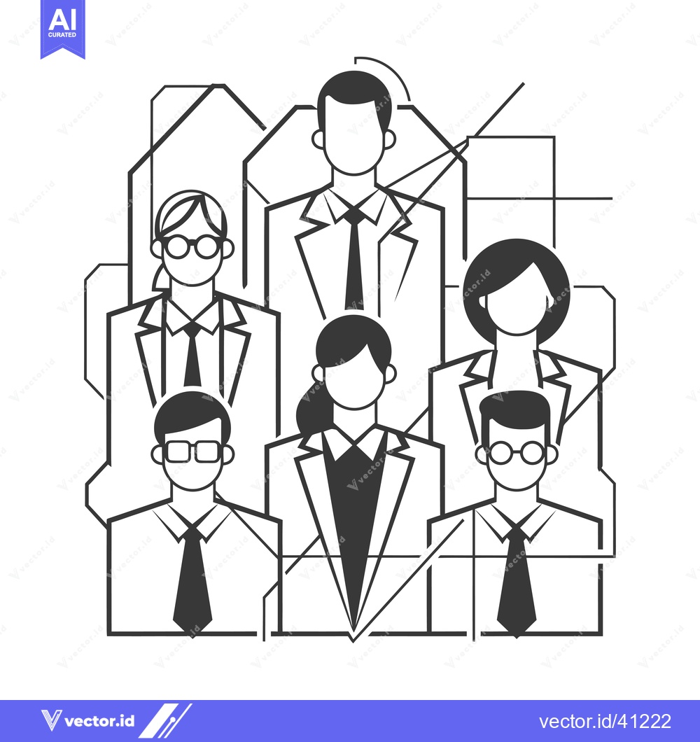 Premium Vector dari Five Business Professionals in Suits and Ties, Geometric Background