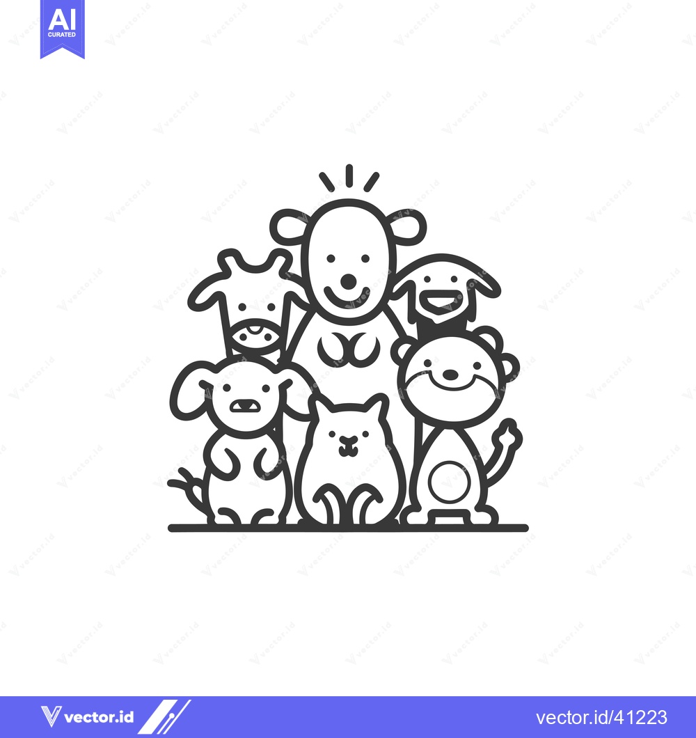 Premium Vector of Five Cartoon Animals Standing Together