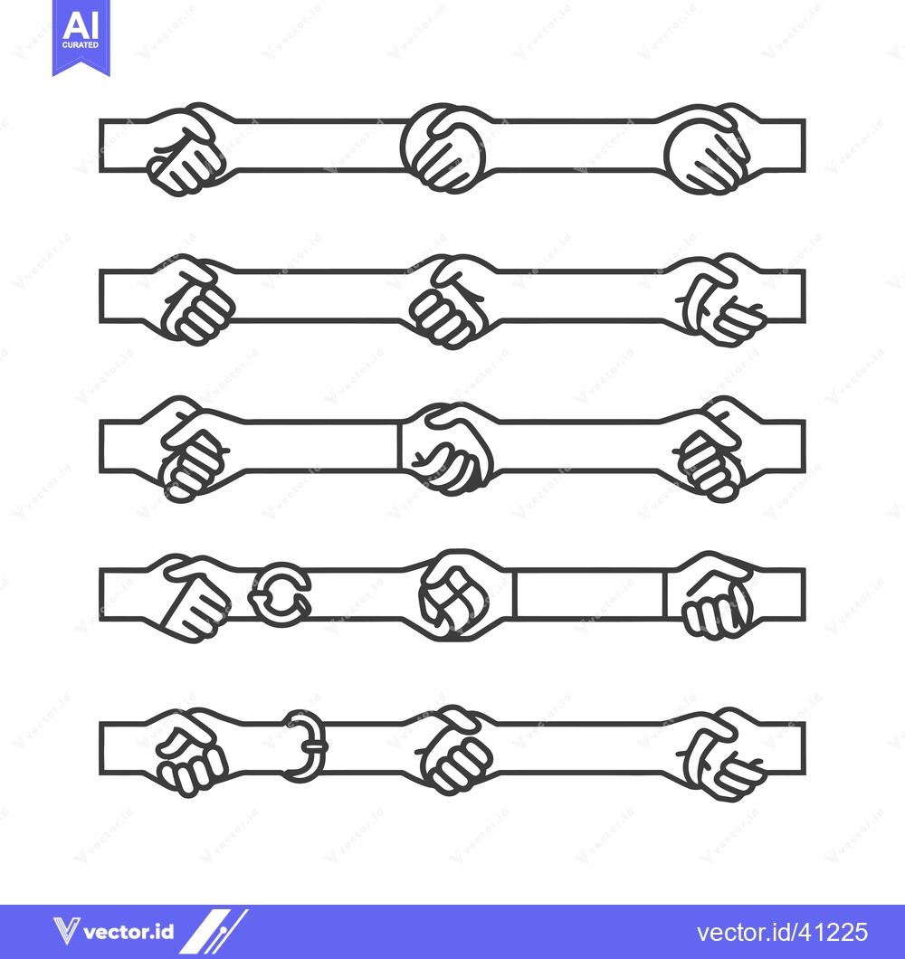Premium Vector dari Five Different Handshake Variations Illustrated in Black Line Art
