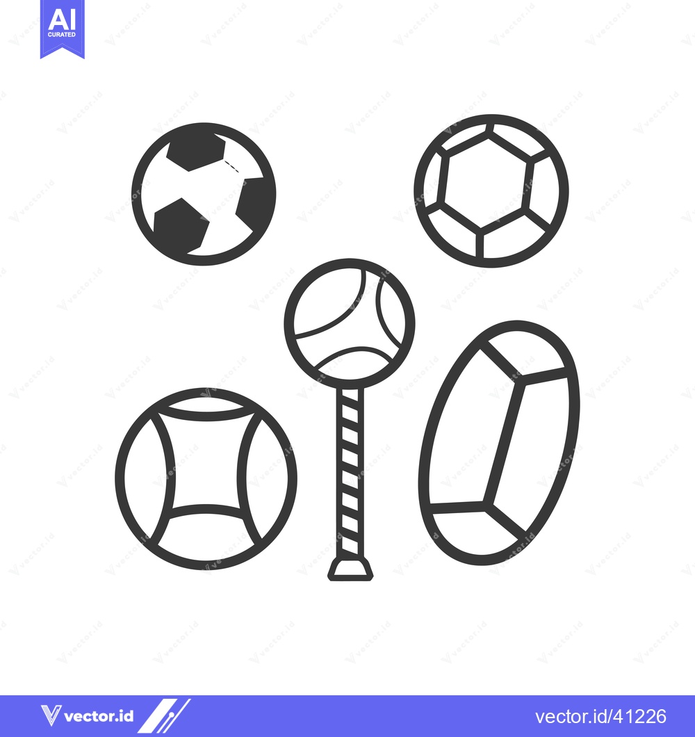 Premium Vector dari Five Different Types of Balls in a Row