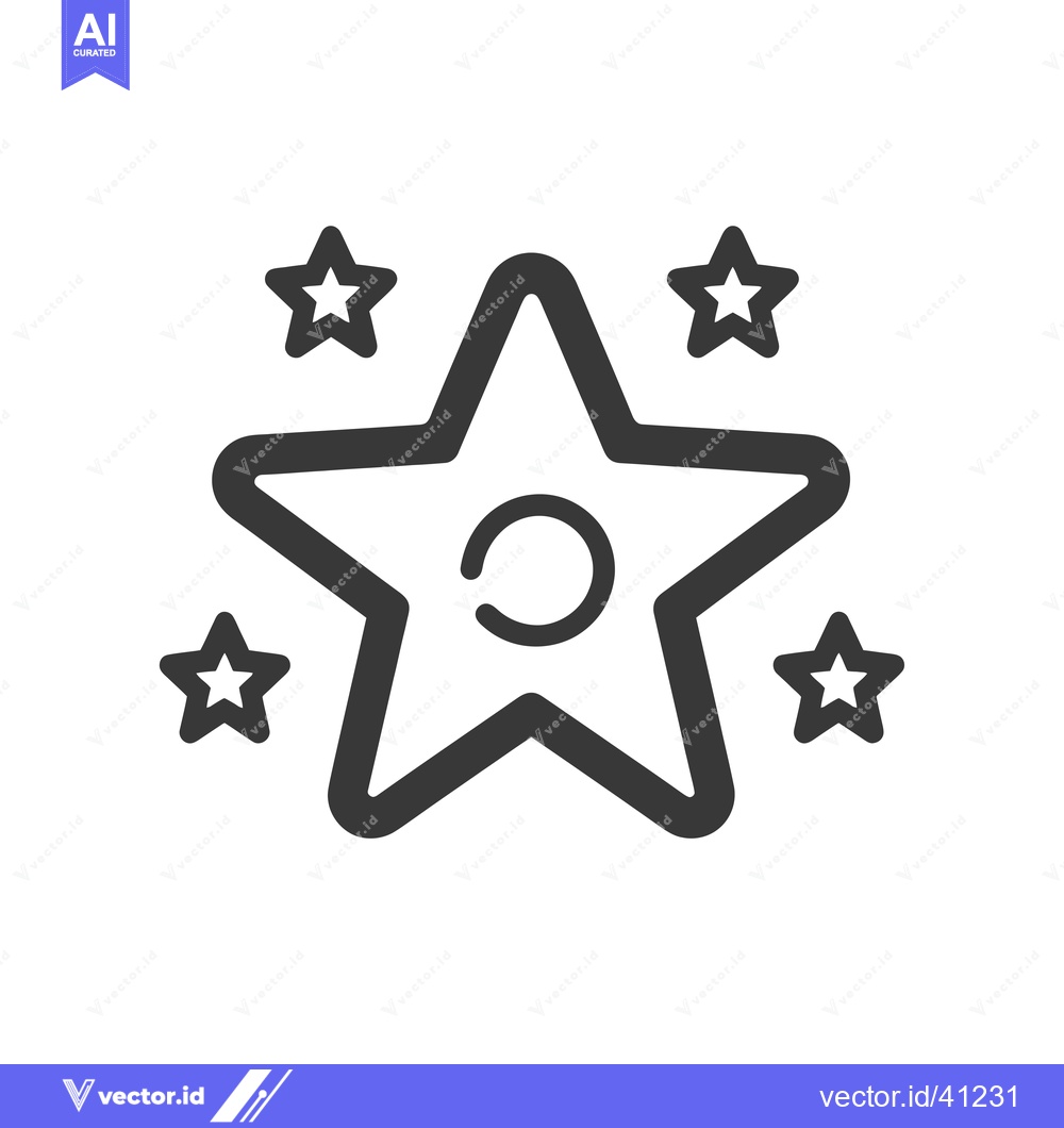 Premium Vector dari Five-Pointed Star with Circle and Surrounding Stars