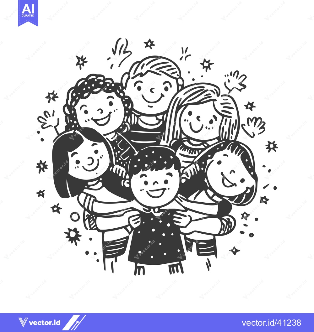 Premium Vector dari Five Smiling Children Surrounded by Stars