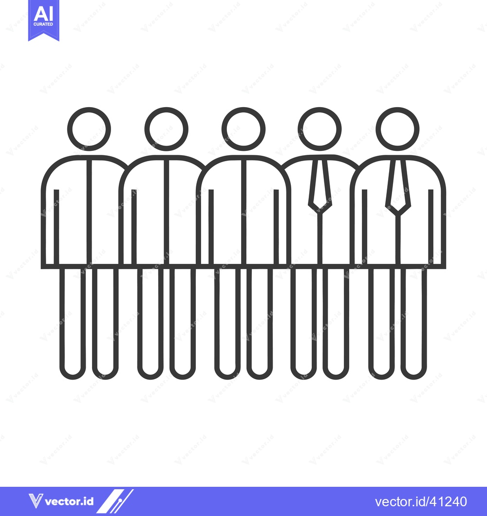 Premium Vector dari Five stick figure people in a line, two wearing ties