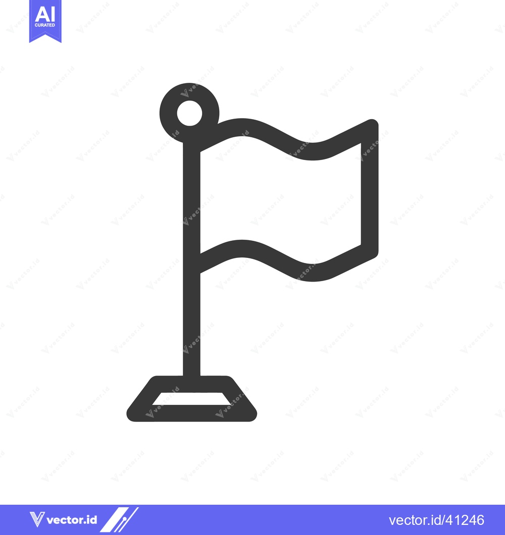 Premium Vector dari Simple Flag Icon: Dark Gray Outline on White Background, Minimalist De